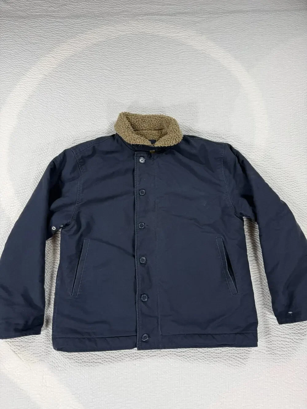 Vintage US Military Jacket Mens 42 Navy Department N-1 Deck Sherpa Lined Coat